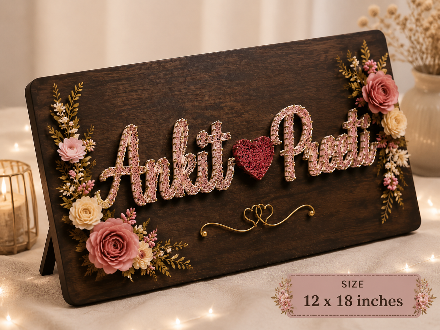 Personalized Name Plate String Art Couple