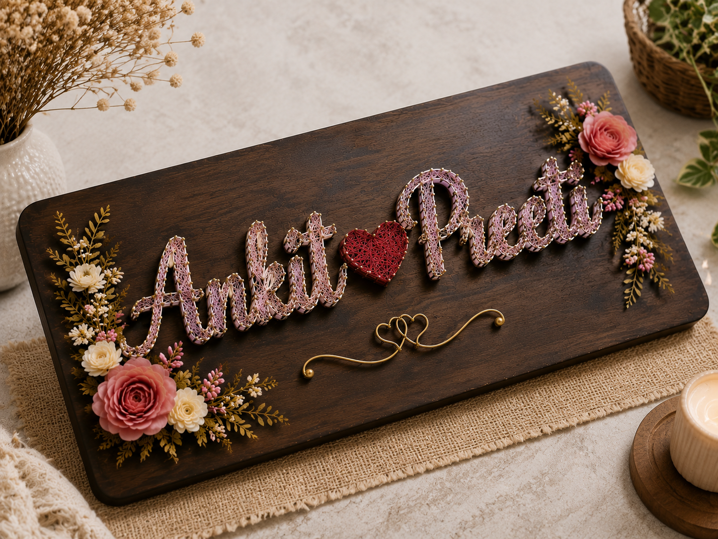Personalized Name Plate String Art Couple